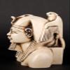 Ancient Egyptian Bust of King Khafre with a Falcon on his Head Heavy Solid Stone Made in Egypt. Khafre is The Builder of The Second Largest Pyramid at Giza. view 4