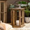 TIMRIS Large Farmhouse Wooden Metal Lantern Set of 2, Rustic Decorative Floor Candle Lanterns, Vintage Distressed Hanging Lanterns for Home Dcor (No Glass) view 4