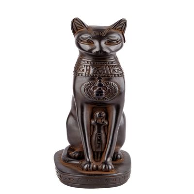 Ancient Egyptian Statue of Goddess Bastet cat Heavy Black Stone Made in Egypt. Bastet in her Late Form of a cat-Headed Woman, Rather Than a Lioness