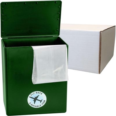 CarrySafe TSA-Approved Travel Urn Kit Guaranteed Fly-Safe Temporary Cremation Urn for Human Ashes Personalized, Airline Friendly, 200 Cu in, Green Plastic with Travel Box