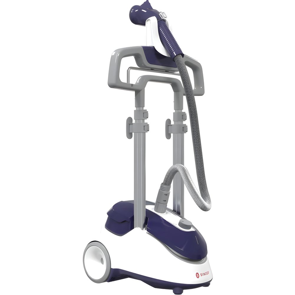 SINGER SteamWorks Pro 2.0 (1500W) | Standing Steamer for Clothes | 4 Steam Settings, Strong Penetrating Steam, 45 Second Heat-up & 2.5l Tank Capacity for Wrinkle-Free Results | White/Blue
