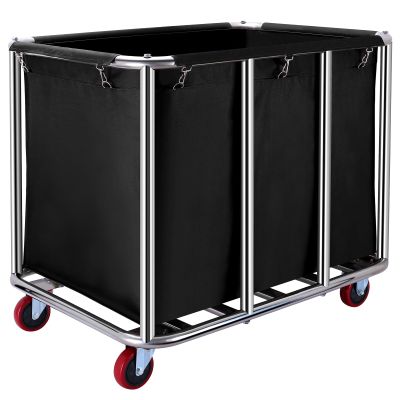 Commercial Laundry cart with Wheels,400L Large Laundry Basket with Wheels,Laundry Hamper on Wheels Heavy Duty with Steel Frame and Waterproof Oxford Cloth, 440Lbs Load (C-Black)