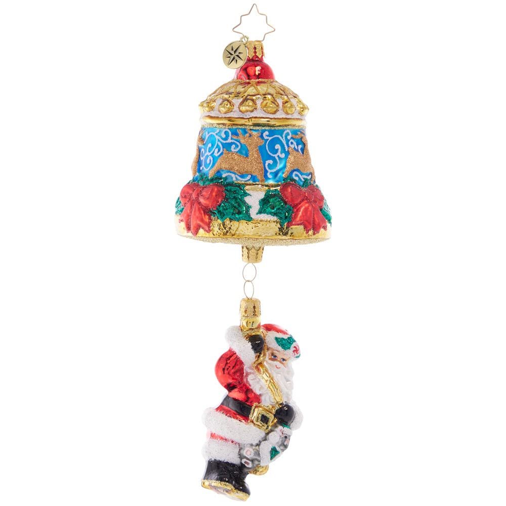 Christopher Radko Hand-Crafted European Glass Christmas Tree Decorative Ornament, Swinging Santa
