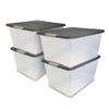 HOMZ 4-Pack Secure Latch, Clear Plastic Storage Organizer Bins, 64 Quart, Gray Lid - Stackable Container Boxes for Bedroom, Bathroom, Garage, and Office Organization view 1