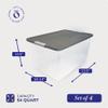 HOMZ 4-Pack Secure Latch, Clear Plastic Storage Organizer Bins, 64 Quart, Gray Lid - Stackable Container Boxes for Bedroom, Bathroom, Garage, and Office Organization view 4