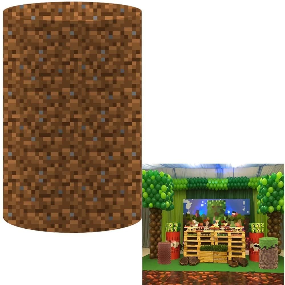 FiVan Baby Birthday Party Pedestal Cover Pixelated Blocky Texture Stretch Spandex Table Cloth for Metal Cylinder Stands Decoration (Fabric ONLY) NO-1958