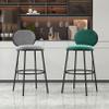 OYhmc 2 Pcs Barstools, Velvet Counter Height Bar Stools Mid Century Kitchen Breakfast Bar Chairs with Footrest, 65cm/75cm view 2