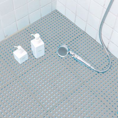 HUHJYUGE Shower Mat Non Slip Square 12x12in, TPR Splicing Bath Mat, with Drain Holes and Drain Posts Interlocking Bathtub Mat, for Stand up Showers and Small Bathtubs, Dirt Resistant