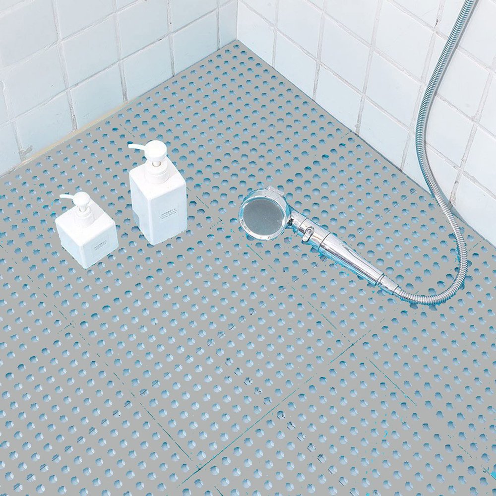 HUHJYUGE Shower Mat Non Slip Square 12x12in, TPR Splicing Bath Mat, with Drain Holes and Drain Posts Interlocking Bathtub Mat, for Stand up Showers and Small Bathtubs, Dirt Resistant