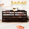 KLMM Elegant Low Day Bed Twin Size with Full Safety Fence, Climbing Ladder, Storage Drawers and Trundle Gray Solid Wood Bed, Suitable for Children, Teenagers, Adults, Room (Espresso@I) view 3