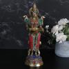 ARTVARKO Brass with Inlay Deep Lakshmi Lamp Lady Diya Lady Standing with Lamps Deep Laxmi Statue Religious Showpiece 10.5 Inch view 1