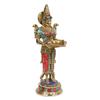 ARTVARKO Brass with Inlay Deep Lakshmi Lamp Lady Diya Lady Standing with Lamps Deep Laxmi Statue Religious Showpiece 10.5 Inch view 2