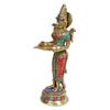 ARTVARKO Brass with Inlay Deep Lakshmi Lamp Lady Diya Lady Standing with Lamps Deep Laxmi Statue Religious Showpiece 10.5 Inch view 3