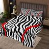 Zebra Skin Stripes Bedspread Queen Size,Wave Lines Coverlet Set 3pcs for Kids Teens Boys Girls Adult Room Decor,Geometric Abstract Quilted Coverlet Black Red White Bedding Quilt with 2 Pillowcases view 1
