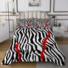 Zebra Skin Stripes Bedspread Queen Size,Wave Lines Coverlet Set 3pcs for Kids Teens Boys Girls Adult Room Decor,Geometric Abstract Quilted Coverlet Black Red White Bedding Quilt with 2 Pillowcases view 2