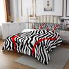 Zebra Skin Stripes Bedspread Queen Size,Wave Lines Coverlet Set 3pcs for Kids Teens Boys Girls Adult Room Decor,Geometric Abstract Quilted Coverlet Black Red White Bedding Quilt with 2 Pillowcases view 3