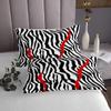 Zebra Skin Stripes Bedspread Queen Size,Wave Lines Coverlet Set 3pcs for Kids Teens Boys Girls Adult Room Decor,Geometric Abstract Quilted Coverlet Black Red White Bedding Quilt with 2 Pillowcases view 4