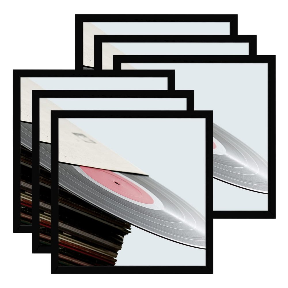 eletecpro 12.5x12.5 Black Record Frames, Sturdy and Lightweight PVC Album Frames Made to Display Vinyl Records, Home Decor for Wall Easy to Hang Suit to 12x12 LP Covers, 6 Pack