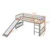 Anwick Twin Size Loft Bed with Ladder and Slide, Wooden Low Loft Bed Frame for Kids Girls Boys, Space Saving, Easy to Assemble, No Box Spring Required (Gray) view 2