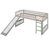 Anwick Twin Size Loft Bed with Ladder and Slide, Wooden Low Loft Bed Frame for Kids Girls Boys, Space Saving, Easy to Assemble, No Box Spring Required (Gray) view 4