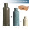 CUCUMI Ceramic Vases Set of 3, Rustic Coastal Vases Home Decor, Farmhouse Flower Vases Decor for Shelves, Ocean Beach Style, Mantle, Fireplace, Coffee Table, Shelf Decorations view 2