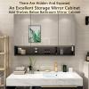 SPXMQSS Bathroom Cabinets with Lights, LED Mirror Cabinet Stepless Dimming with Shelves Cupboard Bathroom Wall Cabinets with Socket Wall Mounted Storage Units A,50 * 80 * 13cm view 4
