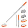 JEHONN 4-in-1 Tile Tub Scrubber with Long Handle, Upgraded Shower Cleaning Brush, 4 Different Function Scrub Brush Attachments Head for Bathroom, Bathtub, Floor, Wall, Baseboard view 1