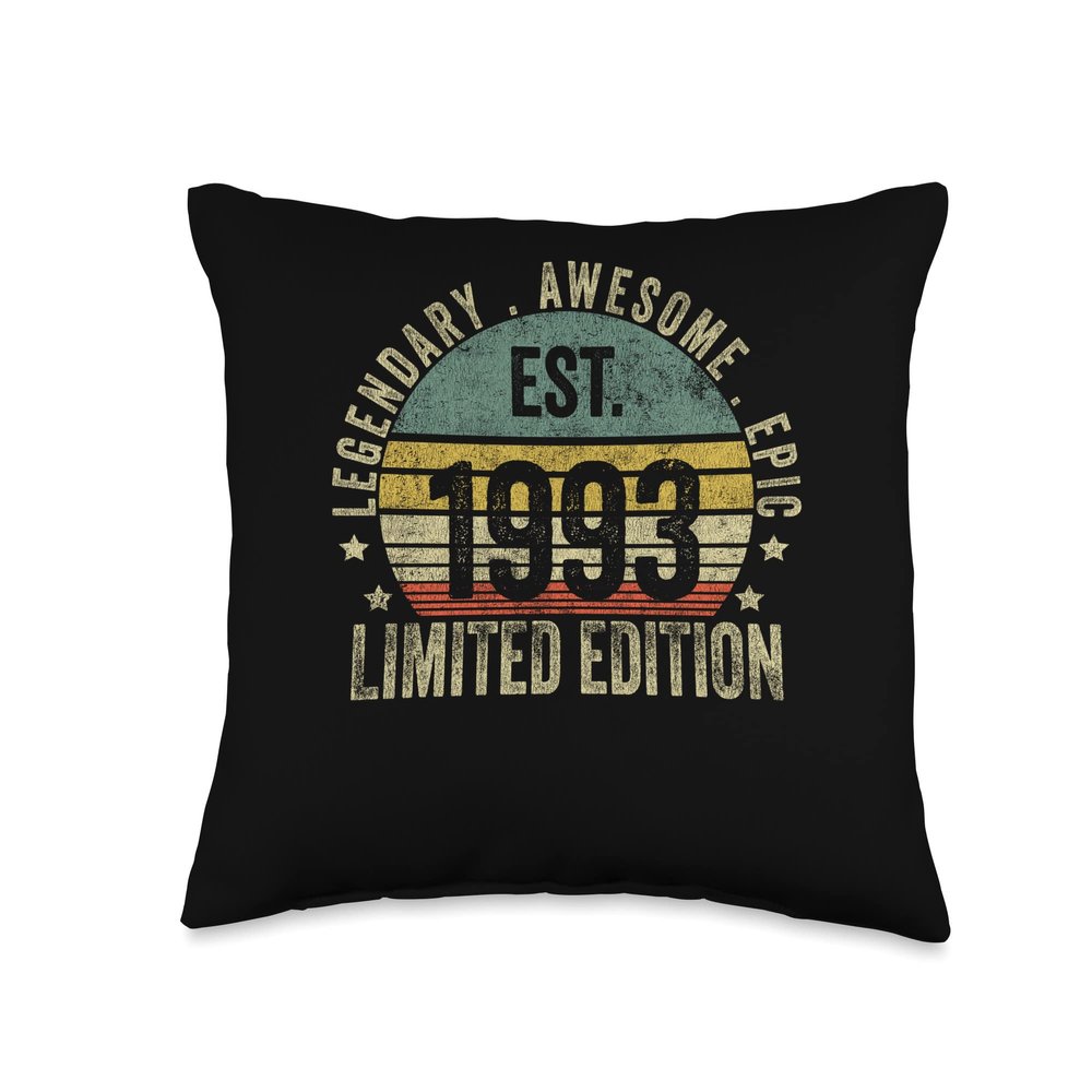 30th Birthday Vintage 30 Year Old Est 1993 Limited Edition Throw Pillow