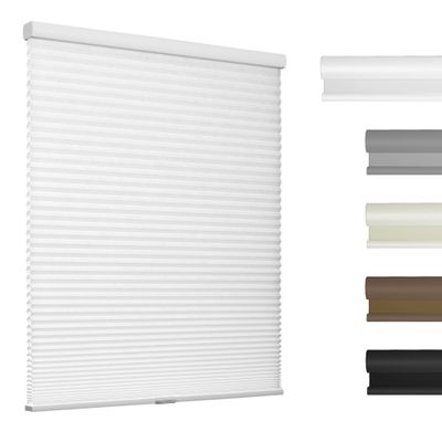 BERISSA Light Filtering Cordless Cellular Shades 1.5 inches Color Match Cellular Blinds Sturdy Single Cell Thermal Insulated Honeycomb Blinds for Windows, White, 37.5" W x 39" H