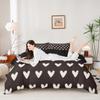 Black White Duvet Cover Full Size Cute Heart Pattern Bed Sets For Kids Boys Girls Valentine Day Gift Bedding Set Cartoon Love Geometric Bedspread Cover Love Heart Soft Warm Quilt Cover 3 Pieces view 4