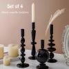 Amanman Candle Stick Candle Holder, Glass Candle Holders for Table Centerpiece, Modern Style Black Candle Holder Mixed 4pcs view 3