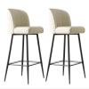 ADEADE 65cm Height Leather Barstools Set of 2 Island Bar Chairs with Back Bar Stools Counter Height Carbon Steel Metal Legs Upholstered Seat for Home Kitchen Bar Office Dining Room (Color : White) view 1