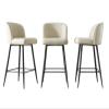 ADEADE 65cm Height Leather Barstools Set of 2 Island Bar Chairs with Back Bar Stools Counter Height Carbon Steel Metal Legs Upholstered Seat for Home Kitchen Bar Office Dining Room (Color : White) view 3