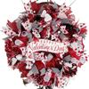 Happy Valentine's Day Red Bling Deco Mesh Front Door Wreath, Porch Patio Yard Art Decor, Wall Decoration, Indoor Outdoor view 1