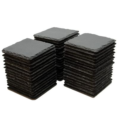 52 Pack 4 x 4 Inch Yousonew Blank Black Slate Coasters Bulk Square Slate Stone Coaster for Laser Engraving,Drink Bar Kitchen Home,Outdoor Coffee Table,Handmade Natural Rough Edge,Set of 52