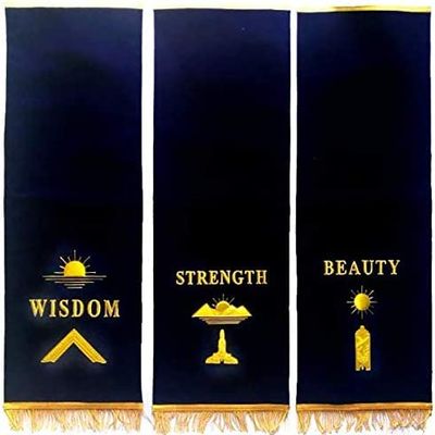Masonic Blue Lodge Pedestal Covers - Set of Three Hand Embroidered