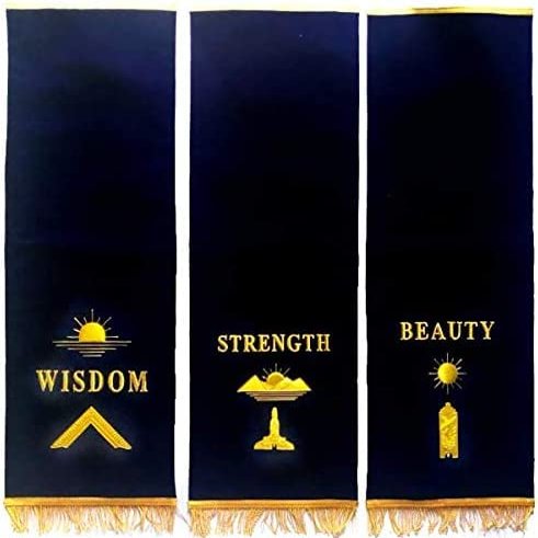 Masonic Blue Lodge Pedestal Covers - Set of Three Hand Embroidered
