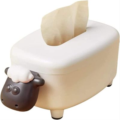Decorative Tissue box Tissue box Cover Lamb Desktop Tissue box Holder Cute Animal Multifunctional Household Living Room Office Napkin Paper Storage Box Decoration Tissue box Holder Tissue Box (Color