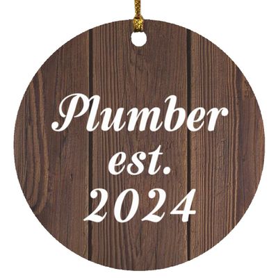 Designsify Christmas Tree Decoration, Plumber Established Est. 2024, Circle Ornament D, Gifts for Birthday Anniversary Valentines Mom Mothers Fathers Day Party, to Men Women Him Her Friend Mom