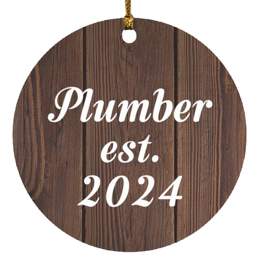 Designsify Christmas Tree Decoration, Plumber Established Est. 2024, Circle Ornament D, Gifts for Birthday Anniversary Valentines Mom Mothers Fathers Day Party, to Men Women Him Her Friend Mom