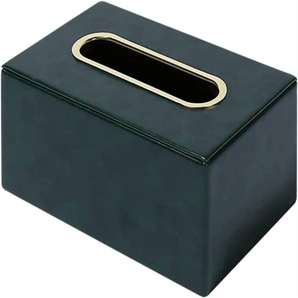 Household Tissue box Rectangular Tissue box High-Grade Leather Tissue box Cover for Home Living Room Dining Table Tissue box Holder Tissue box (Color : Green)