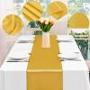 12 Pack Gold Satin Table Runner 12 x 108 Inch Long Premium Table Runners, for Wedding Party Events Decoration, Birthday Parties, Banquets Decorations, Graduations, Engagements view 3