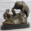 Hnadmade Art Dcor Scultura Bronzo Base Marmo Orsa Nera con Cucciolo Best Gift Artwork Deal Gift by Think Bronze view 4