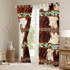 Erosebridal Cowhide Curtains Western Blackout Curtains 104"X63",Brown Highland Cow Print & Drapes Exotic Aztec Diamond Window,Farm Animals Bull Cattle Skin Room Decor Cowboys Gifts for Women view 3