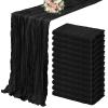 12 Pack Cheesecloth Table Runner 10FT, Boho Gauze Table Runner, Semi-Sheer Table Runners Rustic Wedding Table Decor, Bridal Shower, Birthday Party, Romantic Wedding Runner (Black) view 1