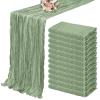 12 Pack Cheesecloth Table Runner 35 x 120 inch Long Boho Cheese Cloth Gauze Table Runners Semi Sheer Table Runner for Wedding Decor, Bridal Shower, Birthday Party (Sage Green) view 1