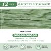 12 Pack Cheesecloth Table Runner 35 x 120 inch Long Boho Cheese Cloth Gauze Table Runners Semi Sheer Table Runner for Wedding Decor, Bridal Shower, Birthday Party (Sage Green) view 2
