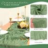 12 Pack Cheesecloth Table Runner 35 x 120 inch Long Boho Cheese Cloth Gauze Table Runners Semi Sheer Table Runner for Wedding Decor, Bridal Shower, Birthday Party (Sage Green) view 4