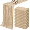 12 Pack Cheesecloth Table Runner 35 x 120 inch Long Boho Cheese Cloth Gauze Table Runners Semi Sheer Table Runner for Wedding Decor, Bridal Shower, Birthday Party (Beige) view 1