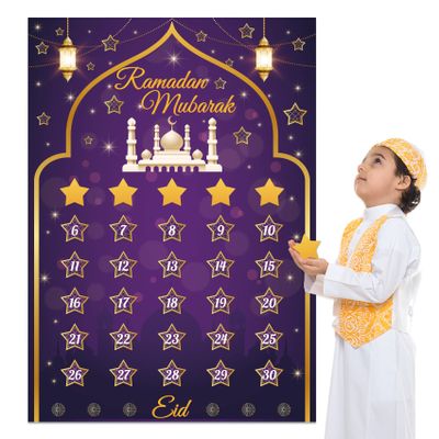 Ramadan Calendar 2025 Ramadan Decorations for Home Eid Activities for Kids Reusable Ramadan Decor Eid Mubarak Poster Ramadan Advent Calendar Decorations for Home Wall